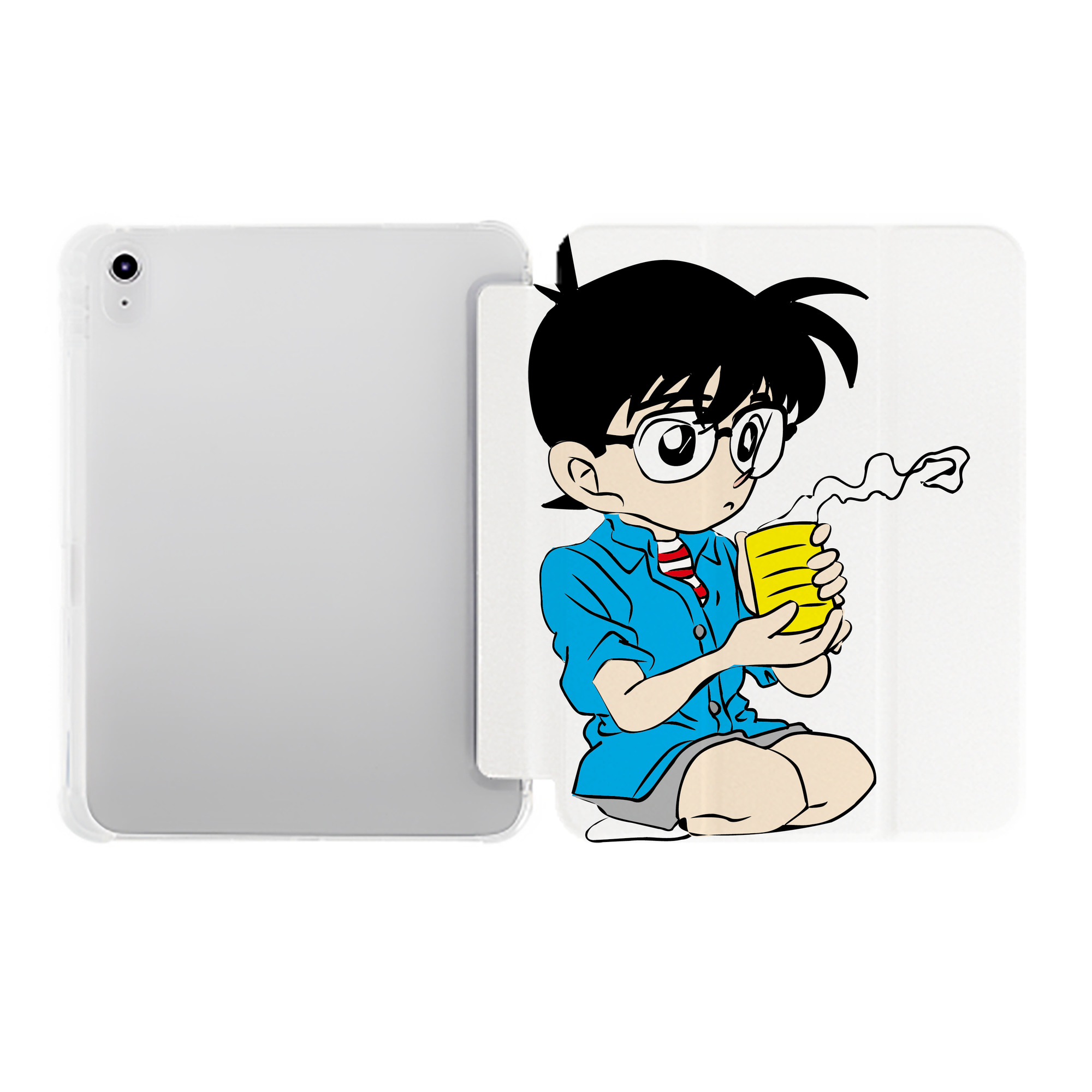 （画像用） 名探偵コナン 江戸川 コナン Detective Conan Conan Edogawa IPad ケース ペン収納付き 三つ折りスタンド PUレザー×シリコン 対応機種9.5/10.5/10.9インチ